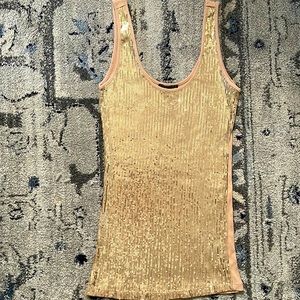 Express gold sequin front tank top